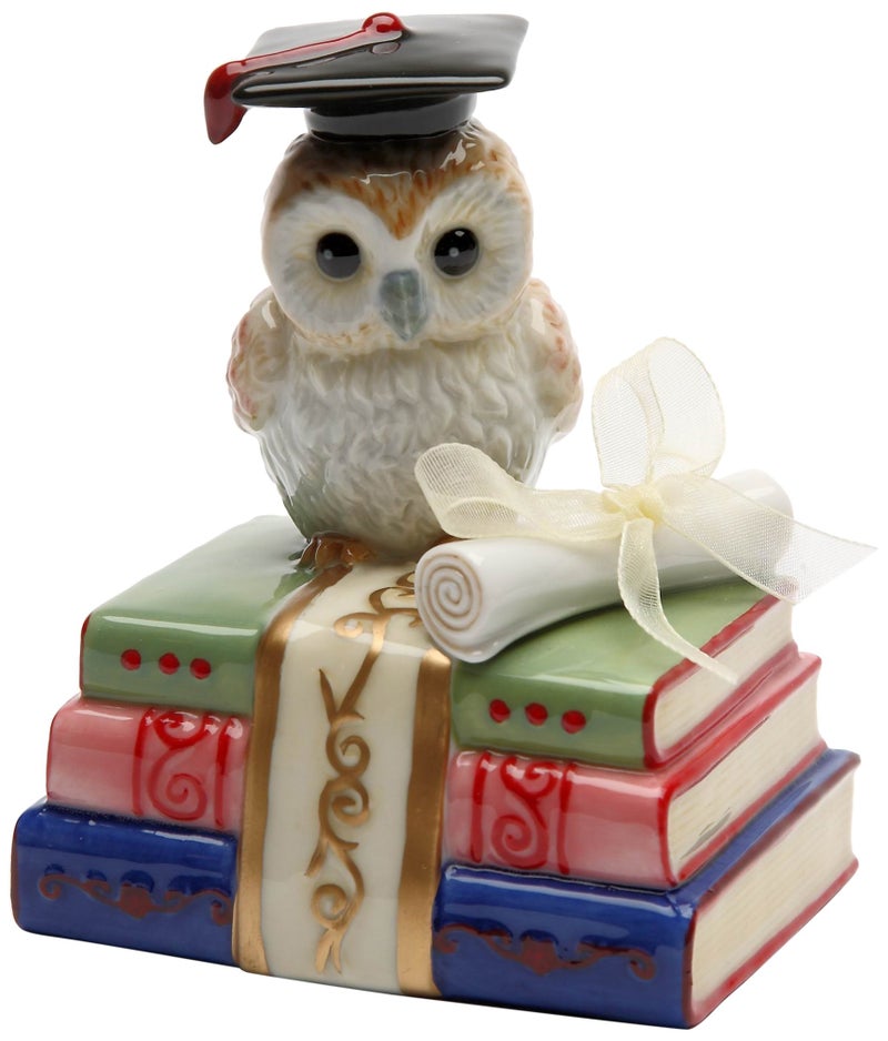 Cosmos Gifts 80129 Owl Graduate Musical Ceramic Figurine 418Inch Ivory