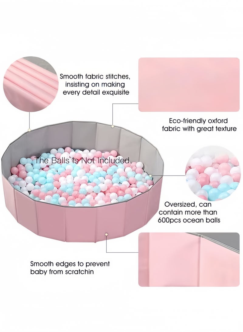 Berma Baby Foldable Double Layer Oxford Cloth Kids Ball Pit, Play Ball Pool with Storage Bag (Balls Not Included) Playpen for Baby Toddlers (100cm- Medium- pink) - Image 5