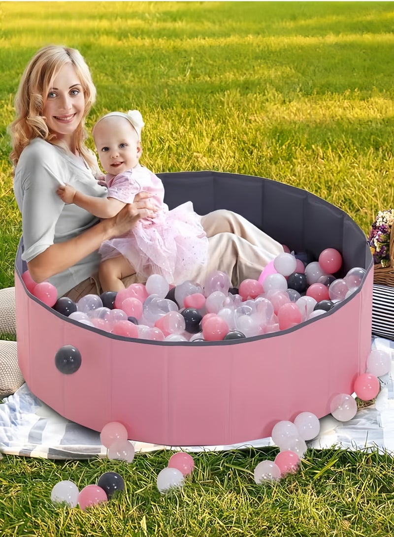 Berma Baby Foldable Double Layer Oxford Cloth Kids Ball Pit, Play Ball Pool with Storage Bag (Balls Not Included) Playpen for Baby Toddlers (100cm- Medium- pink) - Image 1