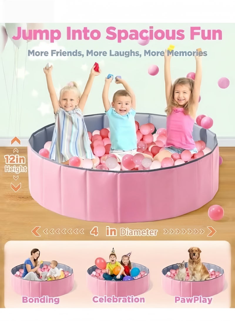 Berma Baby Foldable Double Layer Oxford Cloth Kids Ball Pit, Play Ball Pool with Storage Bag (Balls Not Included) Playpen for Baby Toddlers (100cm- Medium- pink) - Image 4