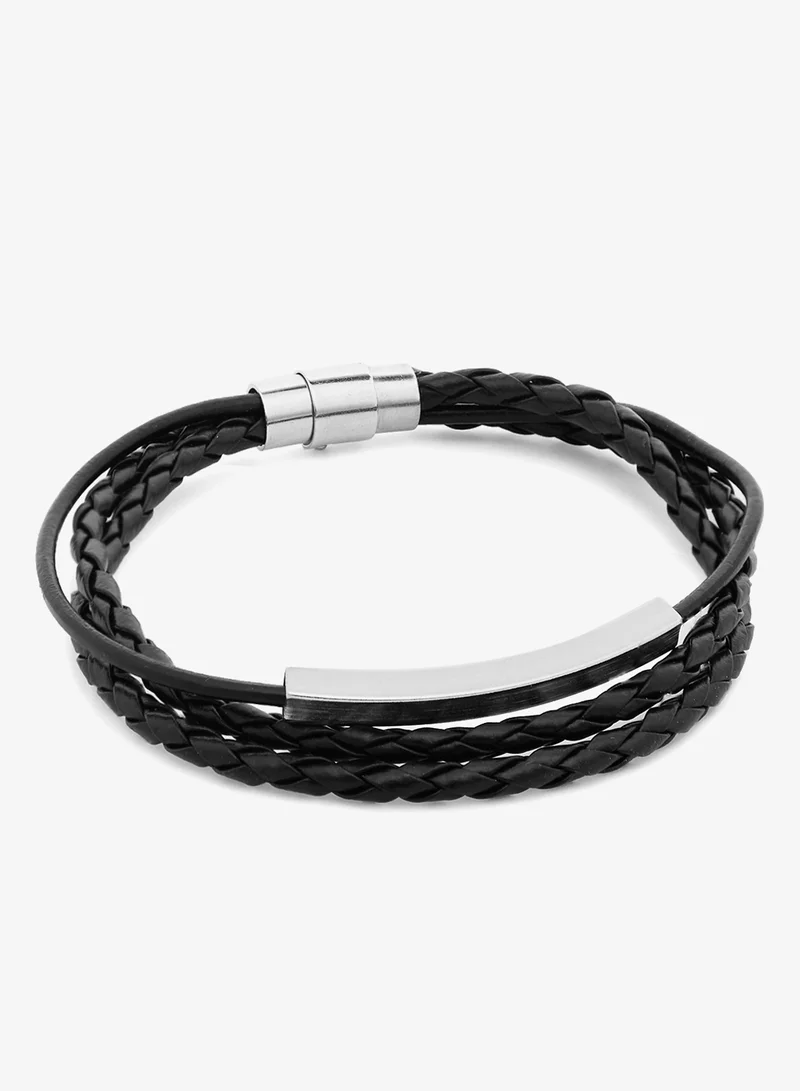 Braided Faux Leather Bracelet