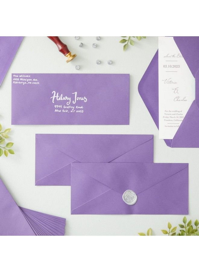 Sustainable Greetings 200Pack 10 Purple Envelopes Bulk With Gummed Seal And Vflap For Invitations Mailing Business Letters Checks Greeting Cards Holidays Notes And Photos (4 1 8 X 9 1 2 In) - Image 3