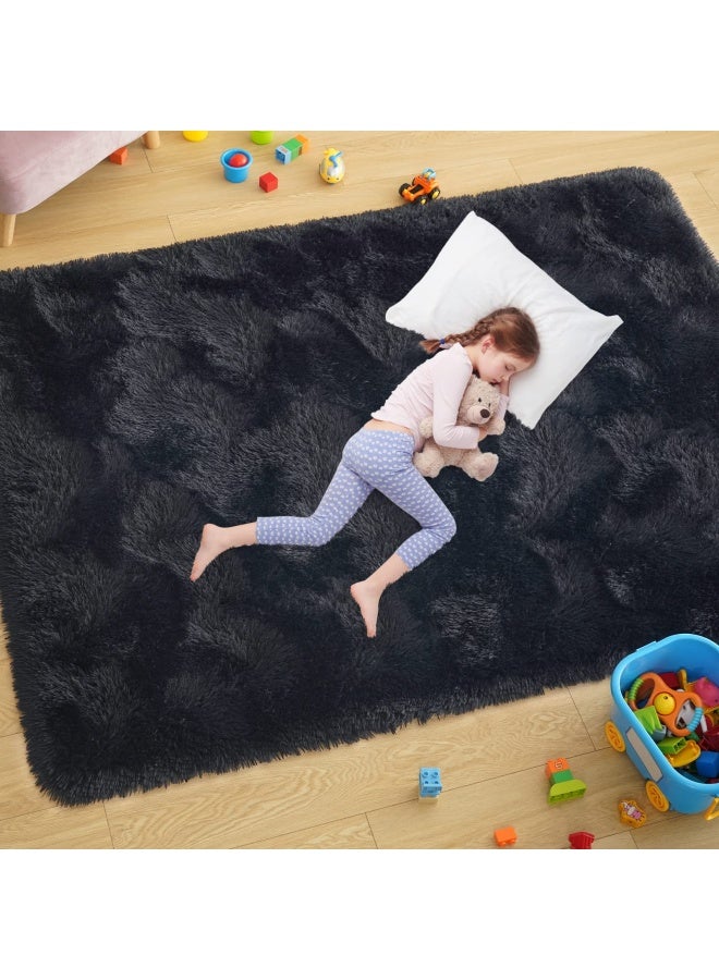 St. Bridgeultra Soft Black Rugs For Bedroom 4x6 Feet Fluffy Area Rugs For Living Room Large Comfy Furry Rug For Boys Kids Baby Room Decor Non Slip Nursery Rug Modern Indoor Fuzzy Floor Carpet - Image 1