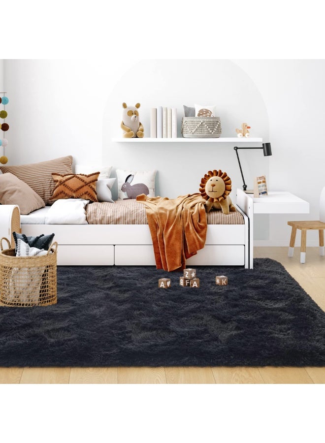St. Bridgeultra Soft Black Rugs For Bedroom 4x6 Feet Fluffy Area Rugs For Living Room Large Comfy Furry Rug For Boys Kids Baby Room Decor Non Slip Nursery Rug Modern Indoor Fuzzy Floor Carpet - Image 2