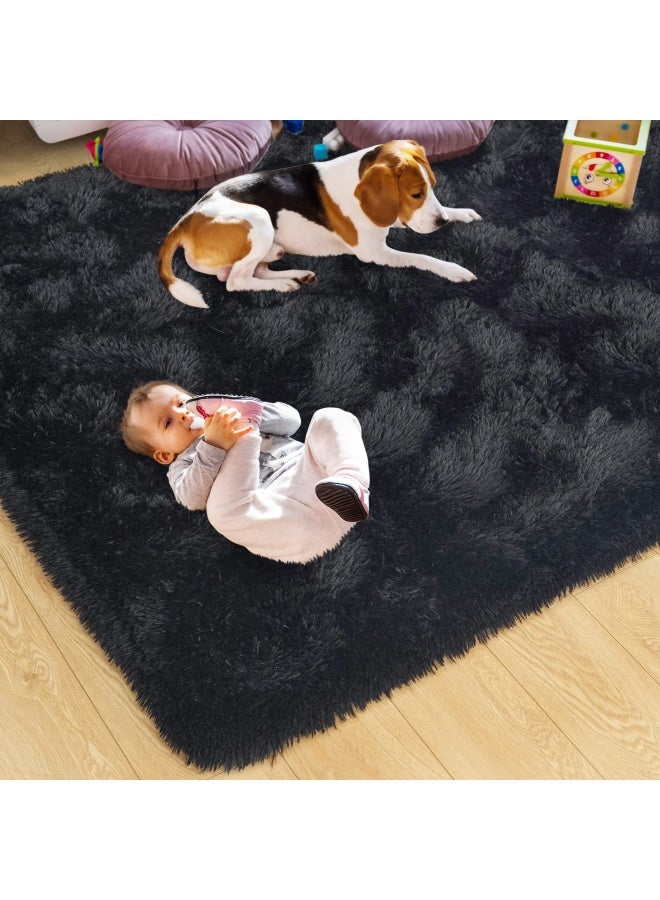 St. Bridgeultra Soft Black Rugs For Bedroom 4x6 Feet Fluffy Area Rugs For Living Room Large Comfy Furry Rug For Boys Kids Baby Room Decor Non Slip Nursery Rug Modern Indoor Fuzzy Floor Carpet - Image 3