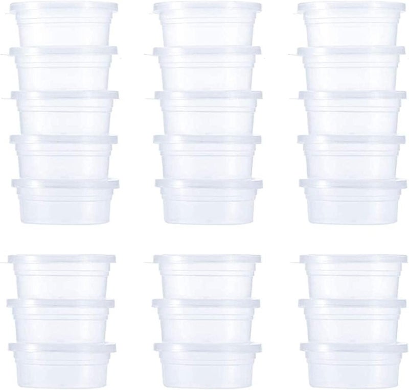 Azonee Slime Storage Containers 24 Pack, Leakproof Clear Plastic Foam Ball Storage Cups Storage Jars Containers With Lids Slime Pots Tubs - Image 1