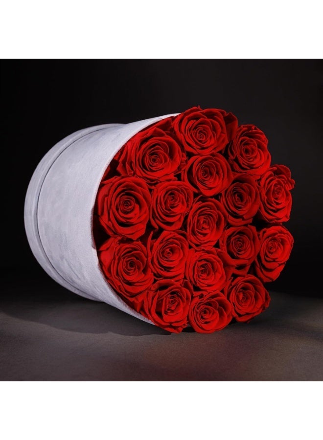 Artificial Red Roses in Suede Box - 17-Piece Roses in a Box - Artificial Roses Forever Lasting- Red Flowers forValentine's Day, Birthday, Mother's Day (Red) - Image 3