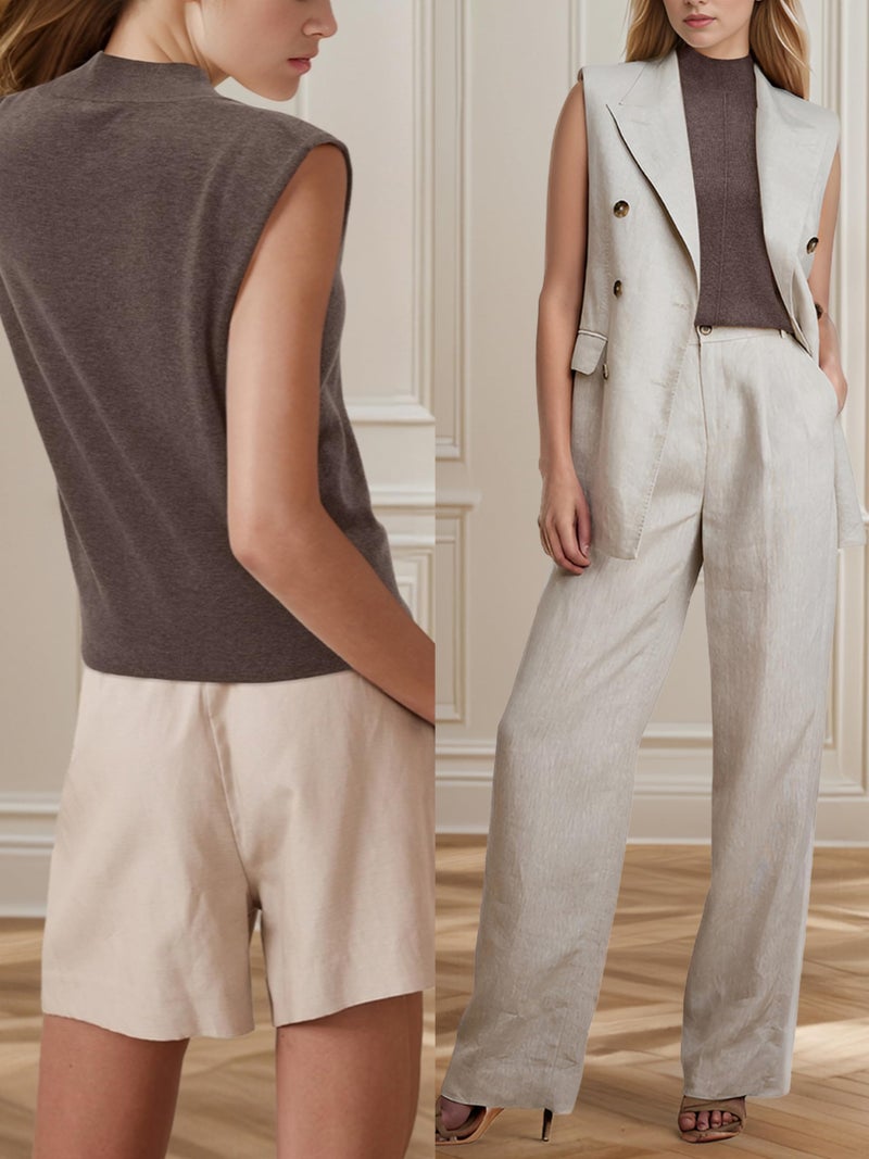 Arach&Cloz Womens Spring Winter 2026 Sweater Vest Business Casual Outfits Work Tank Tops Mock Neck Sleeveless Turtleneck Cashmere Easter Dressy Clothes Coffee - Image 5