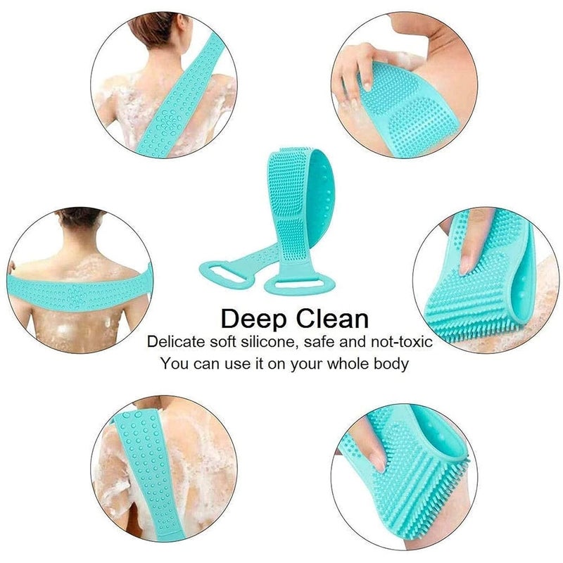 Stadash Silicone Body Back Scrubber Belt - Double Side Bathing Brush for Deep Cleaning Massage for Men & Women, Dead Skin Removal Exfoliating Belt for Shower, Body Brush for Bathing (Multicolor) - Image 5