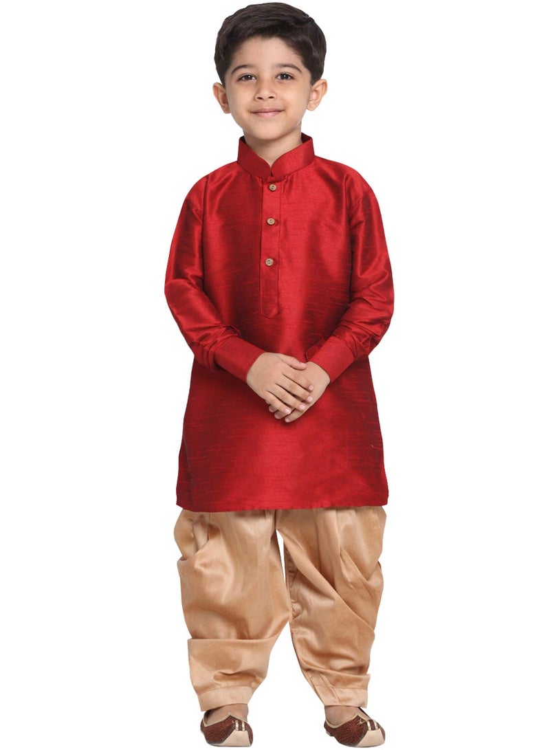JBN Creation Vastramay Boys Pathani Style Kurta Cowl Patiala Dhoti Set for Onam - Traditional Ethnic Wear - Image 1