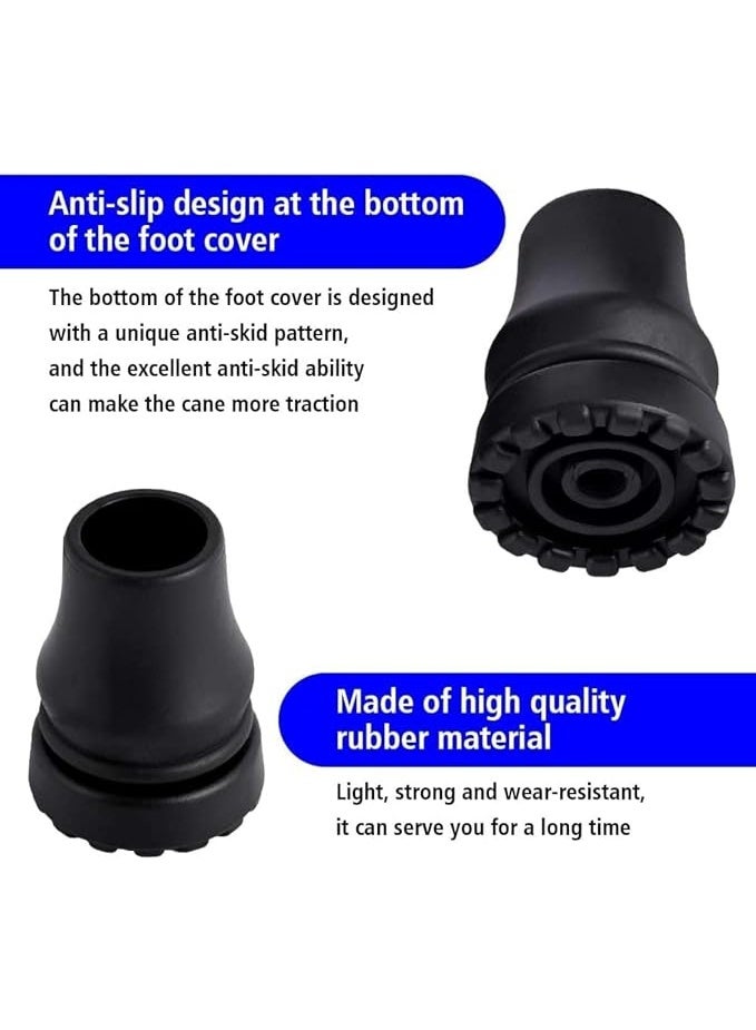 MIRFA Anti-Slip Replacement Rubber Cane Tips for Walking Sticks and Hiking Poles (Pack of 4) - Image 3