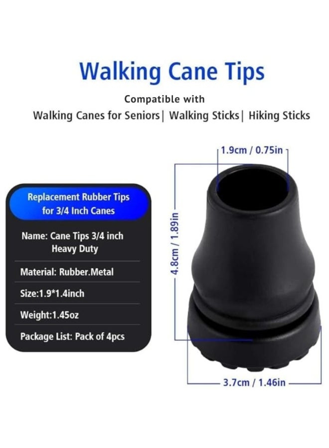 MIRFA Anti-Slip Replacement Rubber Cane Tips for Walking Sticks and Hiking Poles (Pack of 4) - Image 2