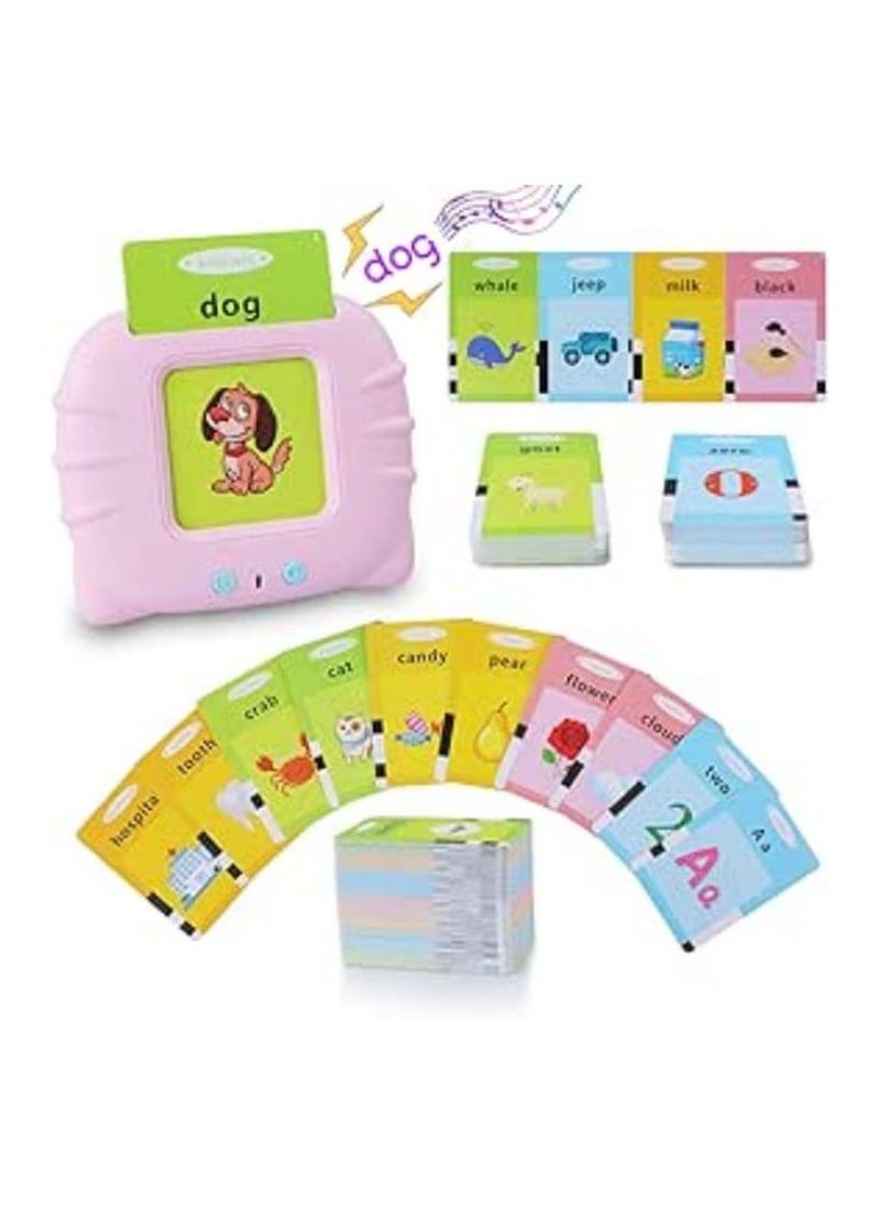 Generic Talking Flash Cards Educational Toys for Toddlers Ages 1-6, British English, 384 Words, Auditory Learning Toys, Preschool Learning Resource, Electronic Interactive Toy Kids Birthday Gifts - Pink  - Image 1