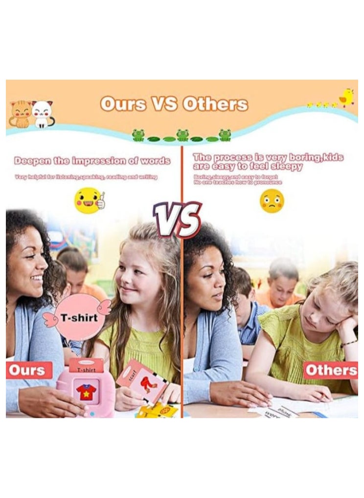 Generic Talking Flash Cards Educational Toys for Toddlers Ages 1-6, British English, 384 Words, Auditory Learning Toys, Preschool Learning Resource, Electronic Interactive Toy Kids Birthday Gifts - Pink  - Image 3