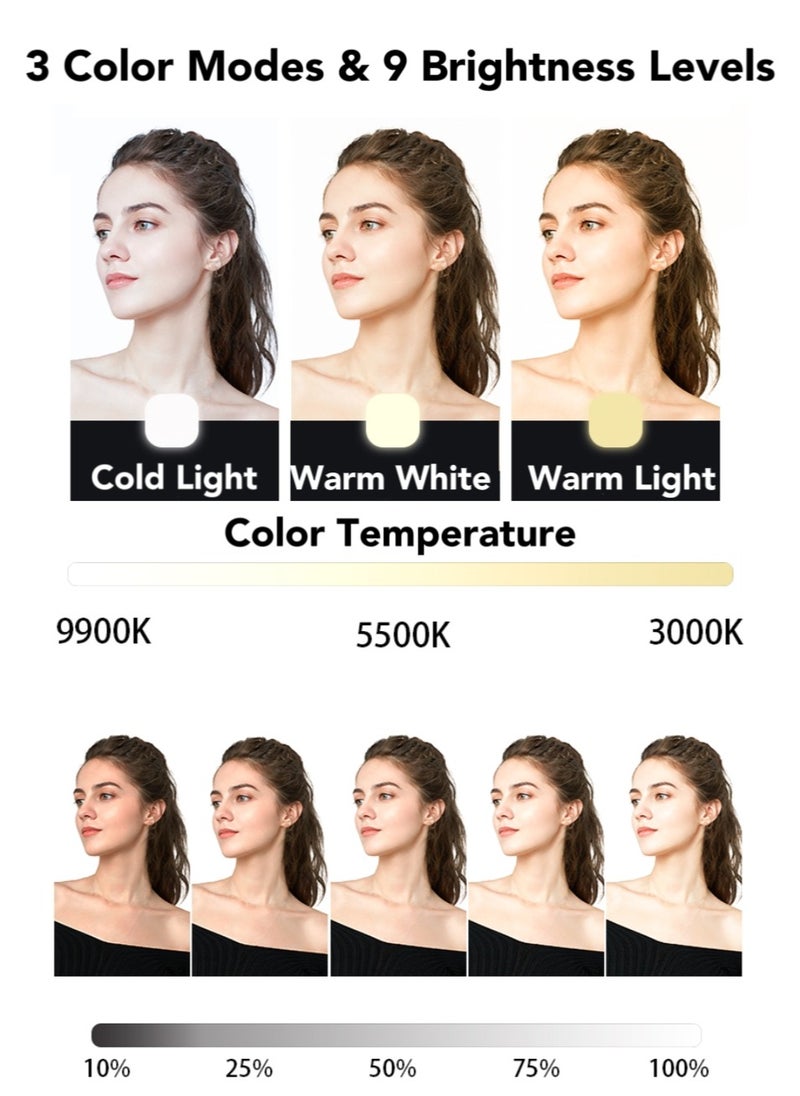 Oasis Casa LED Selfie Light with Clips Portable Phone Light for Video Shooting Vlogging Kit, 64 Beads 3 Colors 9 Modes 2000mAh Battery, Fill Light for iPhone Photo Camera Computer Laptop TikTok Makeup Video Call  - Image 3