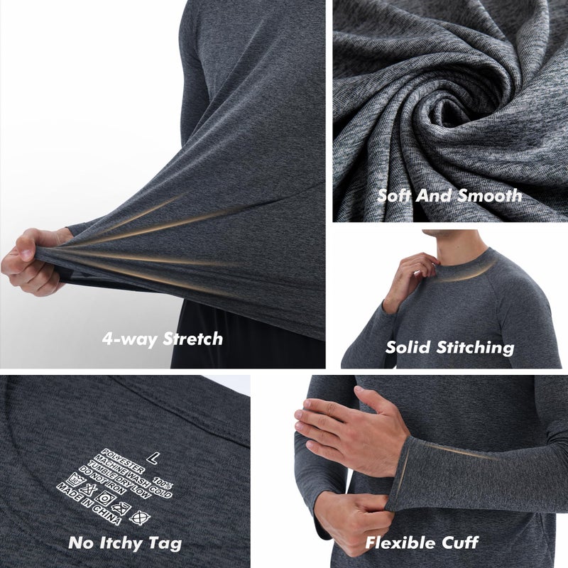 BOOJO 4 Pack Long Sleeve Shirts for Men - Quick Dry Moisture Wicking Sun Protection Tshirts for Fishing Workout Athletic Casual Gym - Image 5