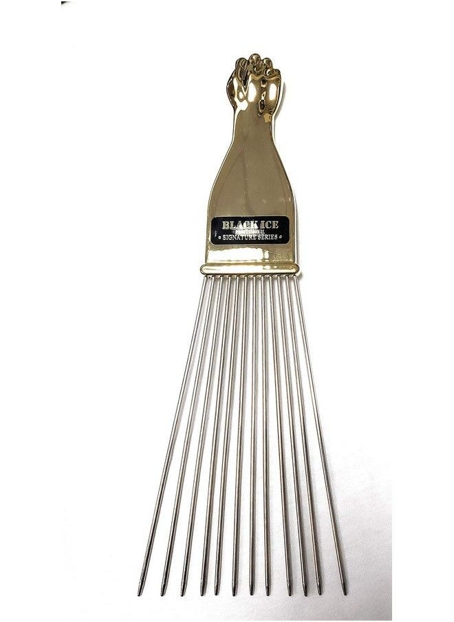 Black Ice Gold Handle Pick Comb Long  - Image 1