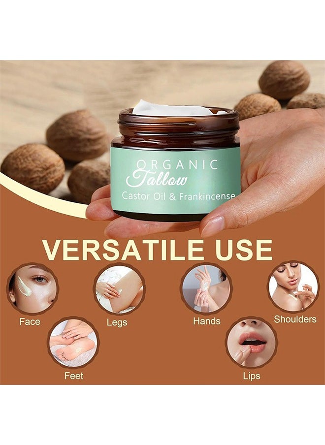 Organic Castor oil & Frankincense - Beef Tallow Castor Oil Frankincense, Grass-Fed Beef Tallow With Frankincense Oil & Castor Oil, Organic Beef Tallow Moisturizer For Skin (60ml)  - Image 5