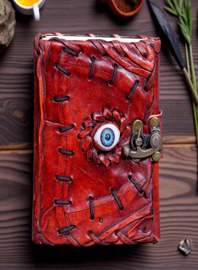 PRASTARA Hocus Pocus Leather Journal Halloween Decorations Blank Spell Book of Shadows with Lock Clasp Decor Prop Vintage Bound Notebook Witchcraft Wiccan Grimoire Magic Eye And Witch Decoartions Perfect for Spooky Gifts And Spooky Decor 3.5X5 INCH (HOCUS POCUS) - Image 2