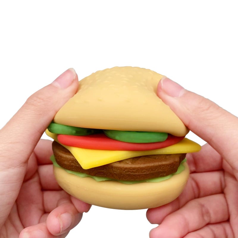 funnysquee 7 Layers Hamburger Toy Stress Relief Soft Simulation Food Detachable Burger Squeeze Toys Kawaii Squishies Birthday Gift for Kids (Hamburger A) - Image 3