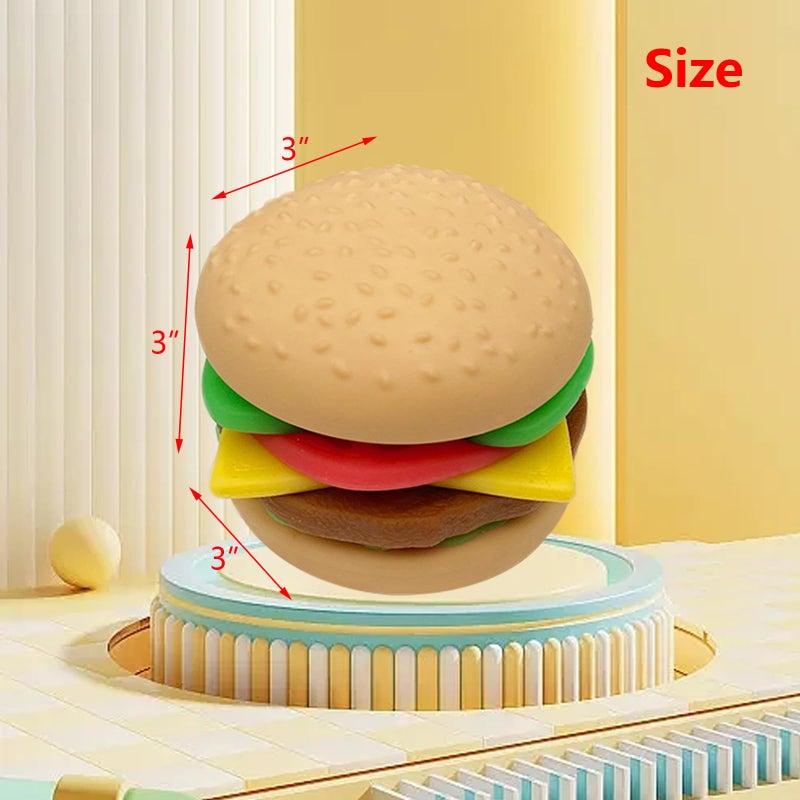 funnysquee 7 Layers Hamburger Toy Stress Relief Soft Simulation Food Detachable Burger Squeeze Toys Kawaii Squishies Birthday Gift for Kids (Hamburger A) - Image 2