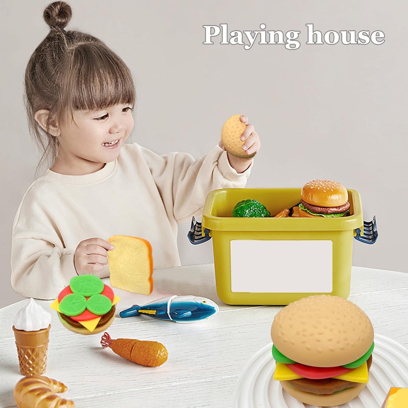 funnysquee 7 Layers Hamburger Toy Stress Relief Soft Simulation Food Detachable Burger Squeeze Toys Kawaii Squishies Birthday Gift for Kids (Hamburger A) - Image 5