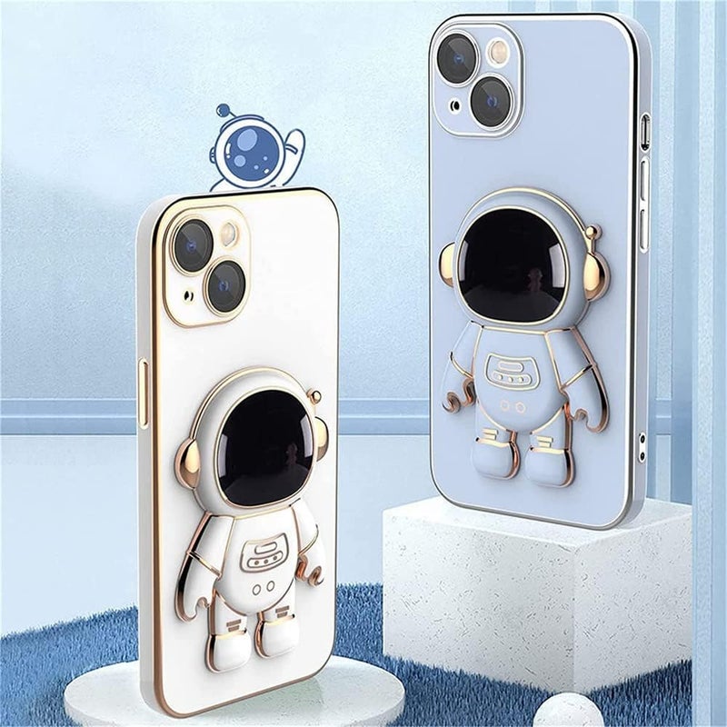 woobles 6D Plating Astronaut Hidden Stand Case Cover for iPhone 11/12/13 Pro Max, Astronaut Phone Case with Stand Lens Film Protective Cover, Astronaut Phone Case Stand (for iPhone 12Promax, Blue) for iPhone 12Promax Blue - Image 5