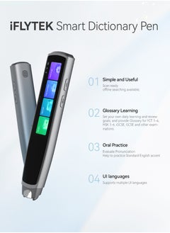 iFLYTEK قلم ترجمة المسح الضوئي، قلم قاموس ذكي مع قاموس كولينز مدمج، يدعم الترجمة متعددة اللغات ودليل النطق  - Image 2