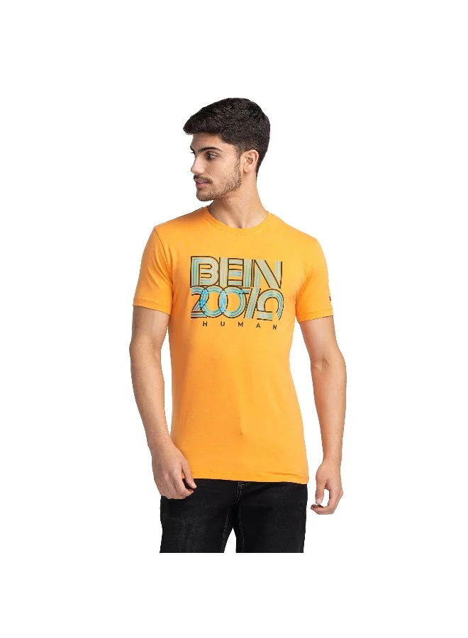 بيينغ هيومان Mens Muskmelon Round Neck Short Sleeve T-Shirt