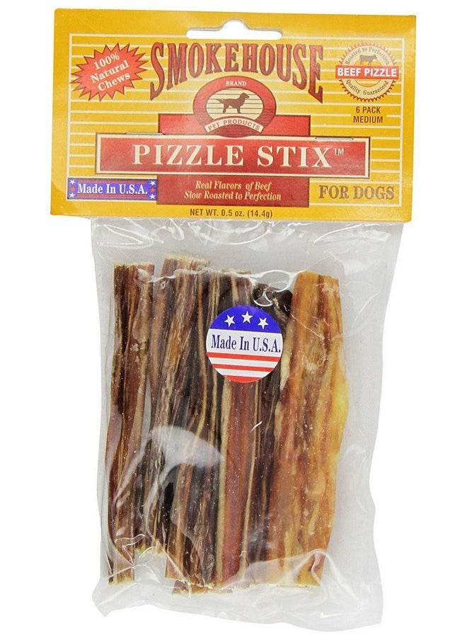 Smokehouse - Smokehouse Pet Products 83038 6-Pack Beef Pizzle Treat For Dogs, 4-Inch - Image 1
