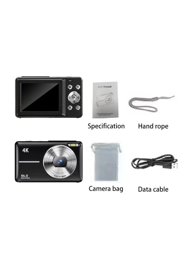 Generic - HD CCD Digital Camera, Affordable Student Entry-Level Pocket Camera, Retro Style Vlog Video Camcorder with 2.8-inch Display (No Memory Card Included) - Image 1