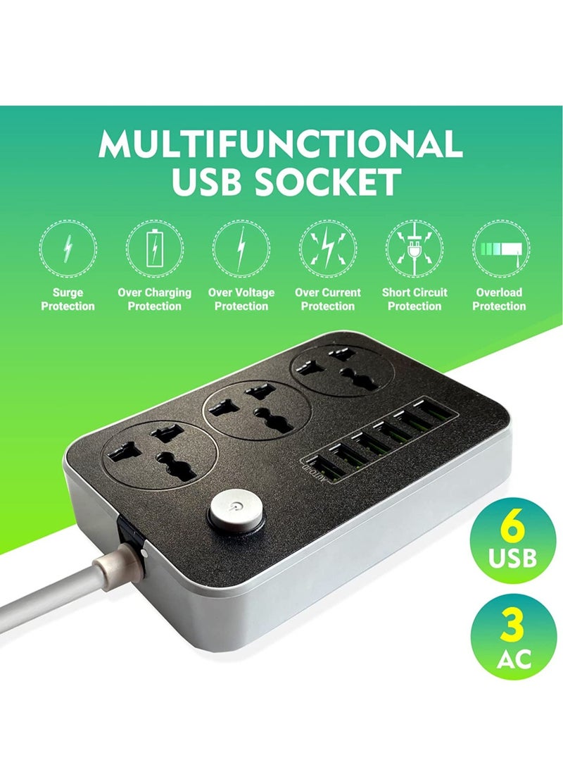 ELTRAZONE 3-Power Socket And 6-Port USB Adapter  - Image 1