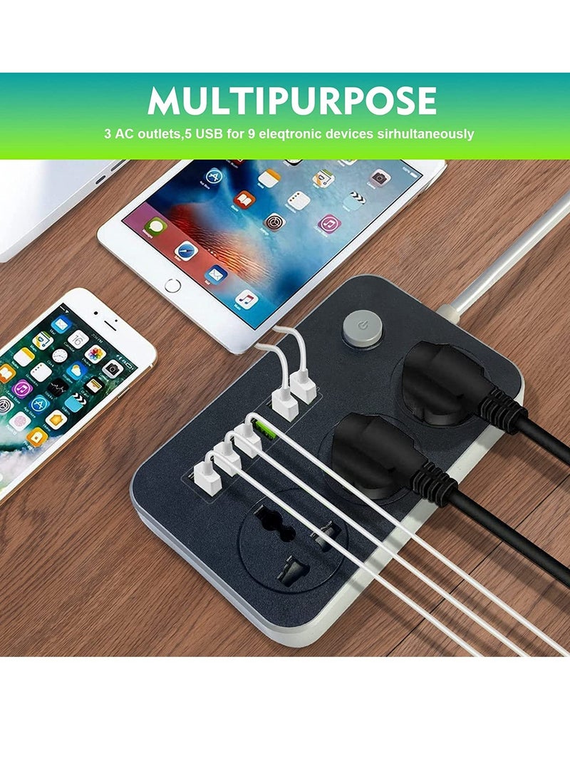 3-Power Socket And 6-Port USB Adapter