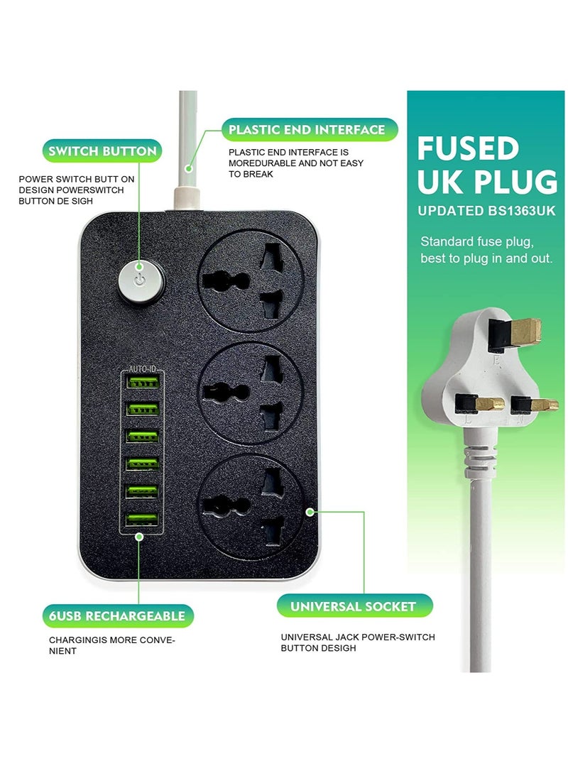 3-Power Socket And 6-Port USB Adapter