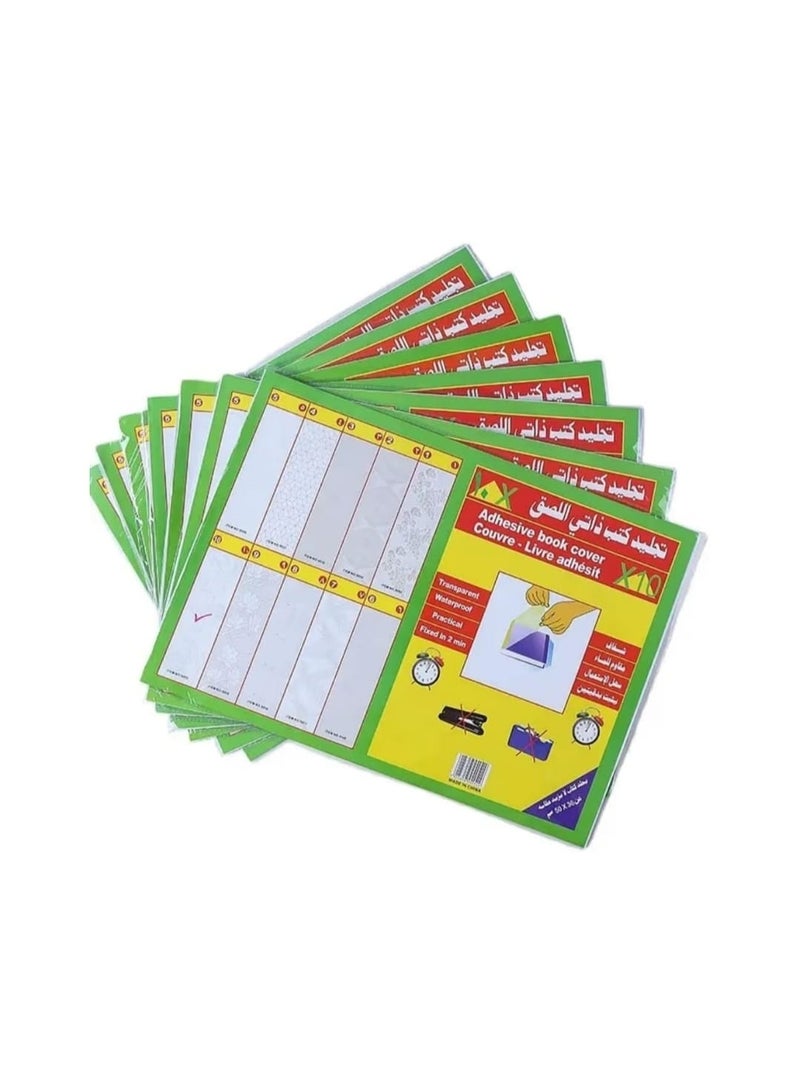 10 Pieces Self-Adhesive Transparent Book Covers, Waterproof, 50x36cm - Ideal for School Books and Notebooks.