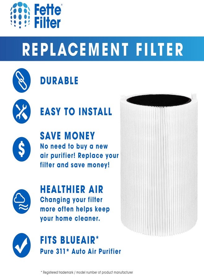 Fette Filter - 311 Air Purifier Replacement Filters, Compatible with Blueair Pure 311 High-efficiency 2-in-1 Filtration Systems, Particle Filter + Carbon Filter (Pack of 2) - Image 2
