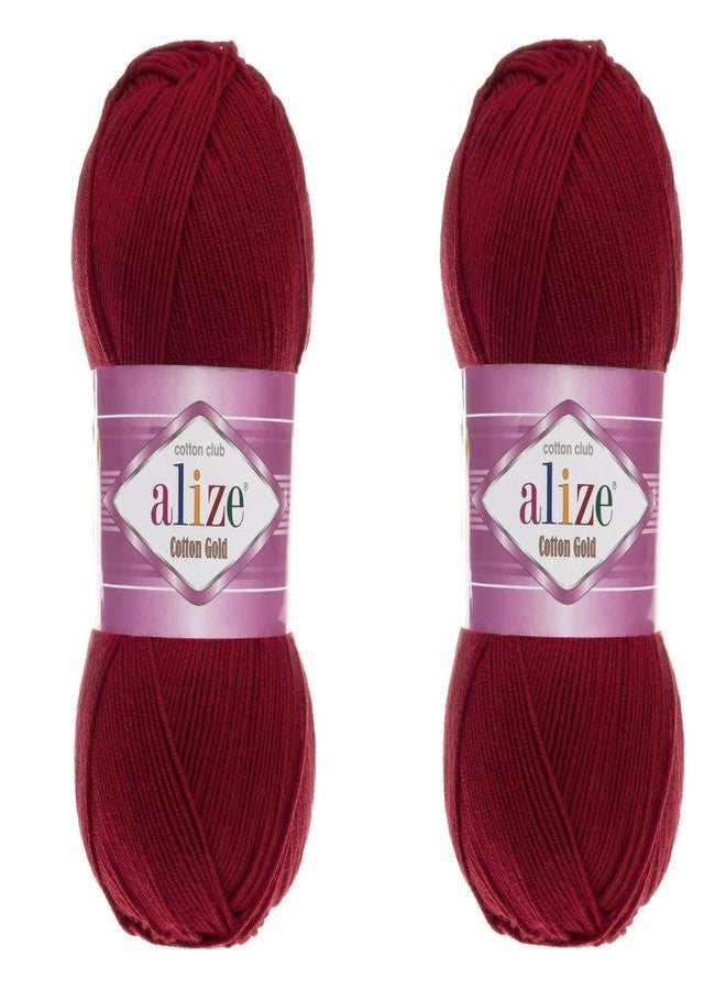 Alize Cotton Gold Yarn 55% Cotton 45% Acrylic Yarn Crochet Hand Knitting Art Lot of 2 Skeins 200gr 722yds (390-CHERRY)