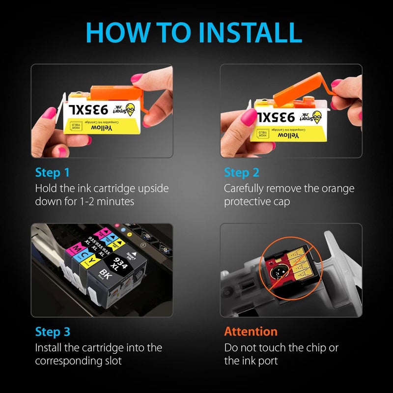 Smart Ink Compatible Ink Cartridges Replacement for HP 934 XL 935XL 934XL 935 XL (2 Black Combo Pack) to use with HP Printer Officejet Pro 6230 6830 6835 Officejet 6800 6812 6815 6820 - Image 5
