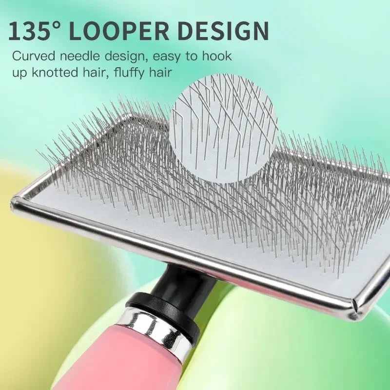 Y&D Logo Silicone Handle Cat & Dog Grooming Slicker Brush - Pet Needle Hair Brushes for Shedding & Matted Fur Removal - Image 3