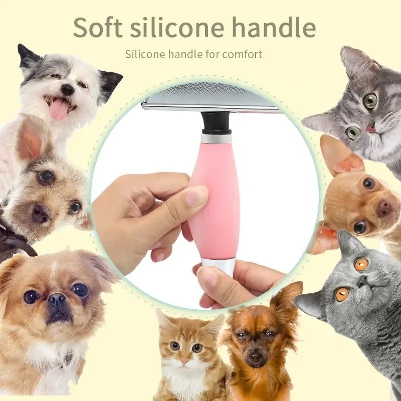 Y&D Logo Silicone Handle Cat & Dog Grooming Slicker Brush - Pet Needle Hair Brushes for Shedding & Matted Fur Removal - Image 5