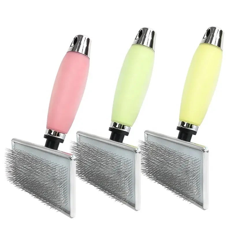 Y&D Logo Silicone Handle Cat & Dog Grooming Slicker Brush - Pet Needle Hair Brushes for Shedding & Matted Fur Removal - Image 2