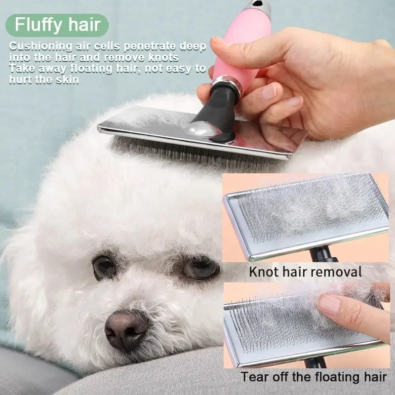 Y&D Logo Silicone Handle Cat & Dog Grooming Slicker Brush - Pet Needle Hair Brushes for Shedding & Matted Fur Removal - Image 4