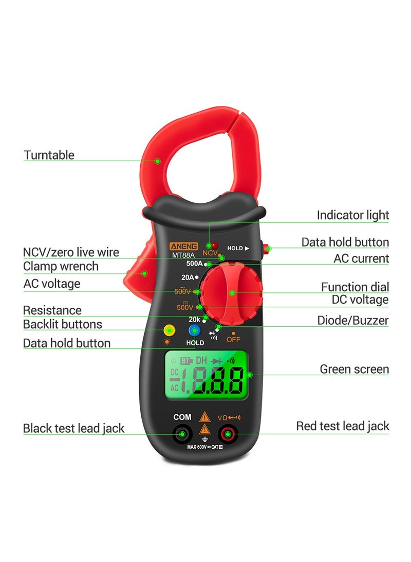 إسكدنيا Digital Clamp Meter, High Accurate Contactless Backlight Handheld AC DC Voltage Tester for AC DC Voltage,NCV Zero Live Wire Detector Professional Multimeter Clamp AC/DC Voltage Tester  - Image 3