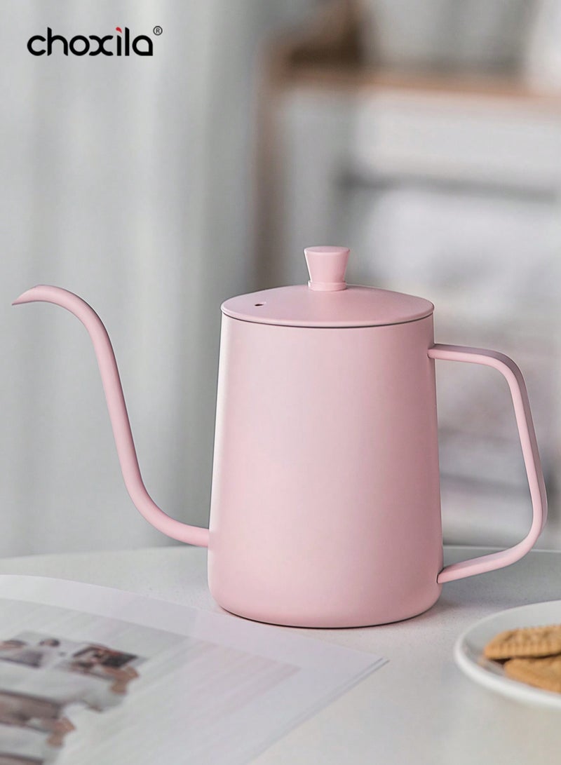 choxila 1 Piece 600ml Pink Coffee Dripper Kettle, Hand Brew Coffee Pot, Stainless Steel Material, Gooseneck Spout Design, Suitable For Brewing 2-4 Cups Of Coffee - Image 1