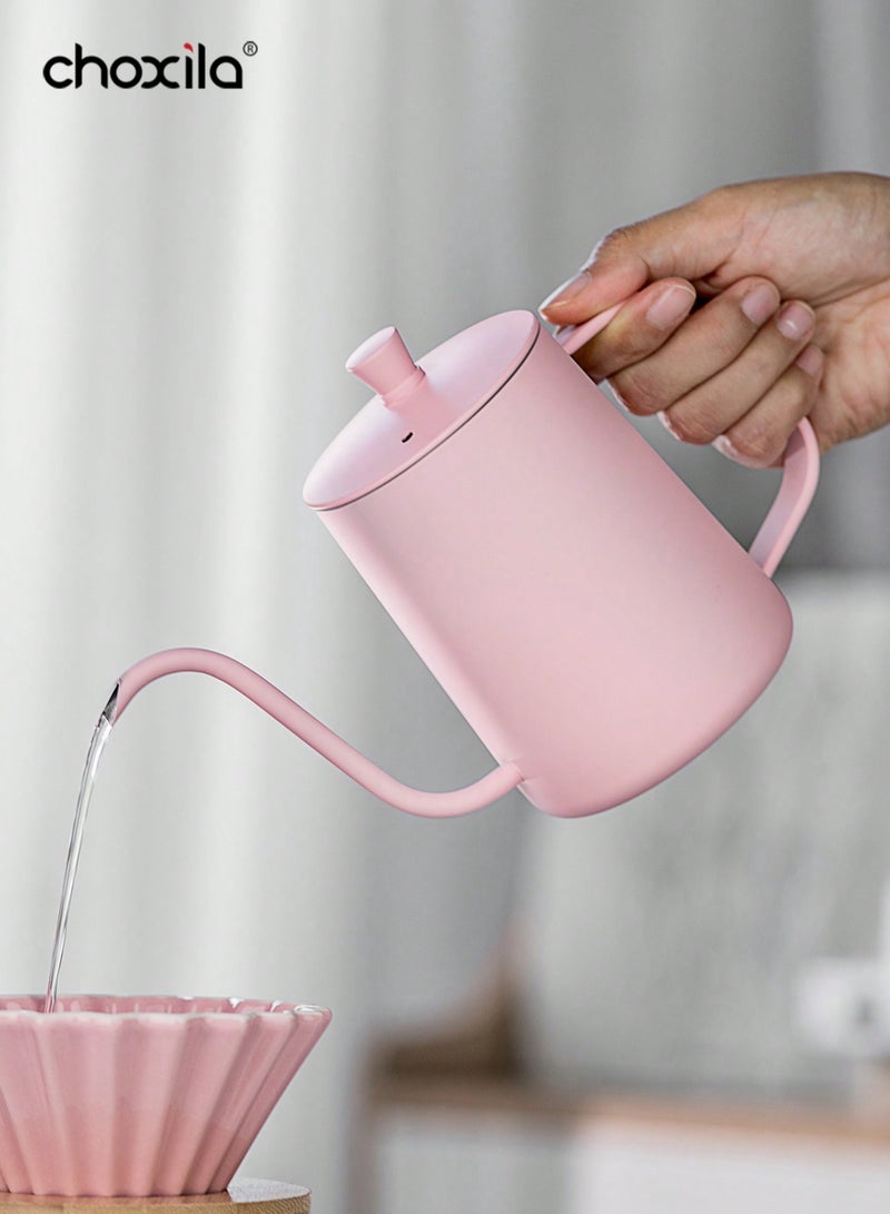 choxila 1 Piece 600ml Pink Coffee Dripper Kettle, Hand Brew Coffee Pot, Stainless Steel Material, Gooseneck Spout Design, Suitable For Brewing 2-4 Cups Of Coffee - Image 3