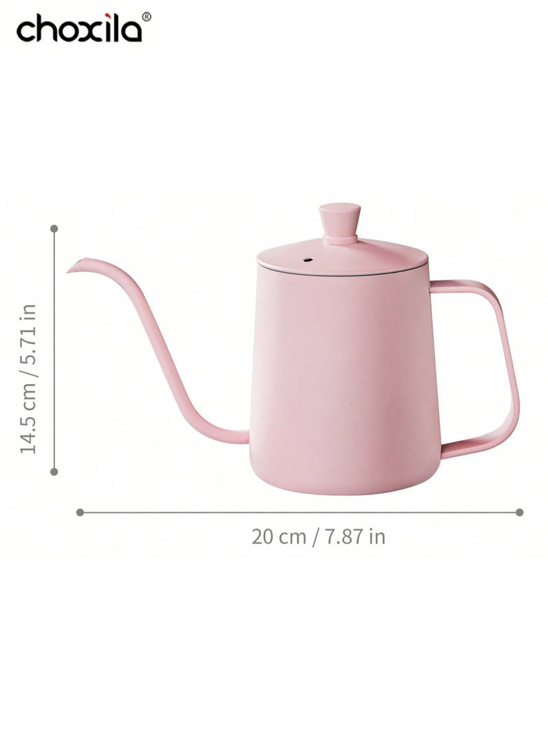 choxila 1 Piece 600ml Pink Coffee Dripper Kettle, Hand Brew Coffee Pot, Stainless Steel Material, Gooseneck Spout Design, Suitable For Brewing 2-4 Cups Of Coffee - Image 2