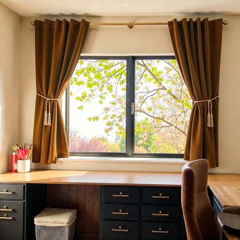 Lazzzy Velvet Blackout Curtains Thermal Insulated Room Window Drapes Super Soft Luxury Curtains for Living Room Bedroom Rod Pocket 2 Panels, Gold Brown, 52" W x 63" L - Image 5