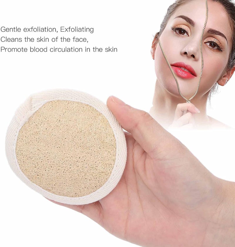 klarako 3pcs Loofa Sponge Pad, Natural Loofah Sponge Exfoliating Body Scrubber, Exfoliating Loofah Pads and Sponges for Bathing, Organic Loofah with Flexible Fibers and Cotton Handle for Women(primary color) - Image 3