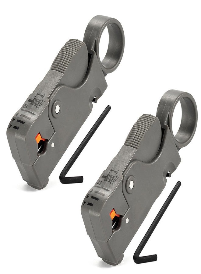 HUAREW Rotary Coaxial Cable Stripper Cutter Tool, Cable Stripper Coaxial Wire Coax Stripping Tool RG6 RG62 RG58 RG59 Universal (Pack of 2) - Image 1