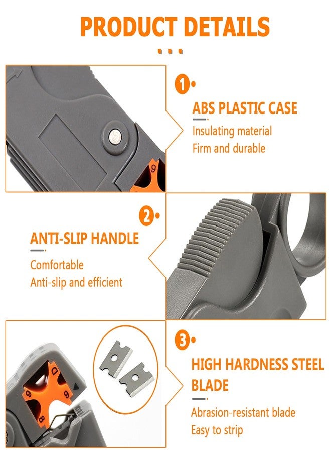 HUAREW Rotary Coaxial Cable Stripper Cutter Tool, Cable Stripper Coaxial Wire Coax Stripping Tool RG6 RG62 RG58 RG59 Universal (Pack of 2) - Image 3